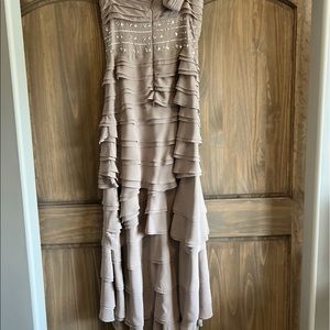 JJs House Long Cocktail Dress (Taupe-Sz 14). Worn once - professionally cleaned